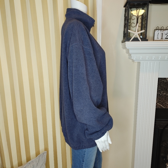 CROFT & BARROW SPORT FLEECE FUZZY HALF ZIP PULLOVER, BLUE L - Picture 3 of 7